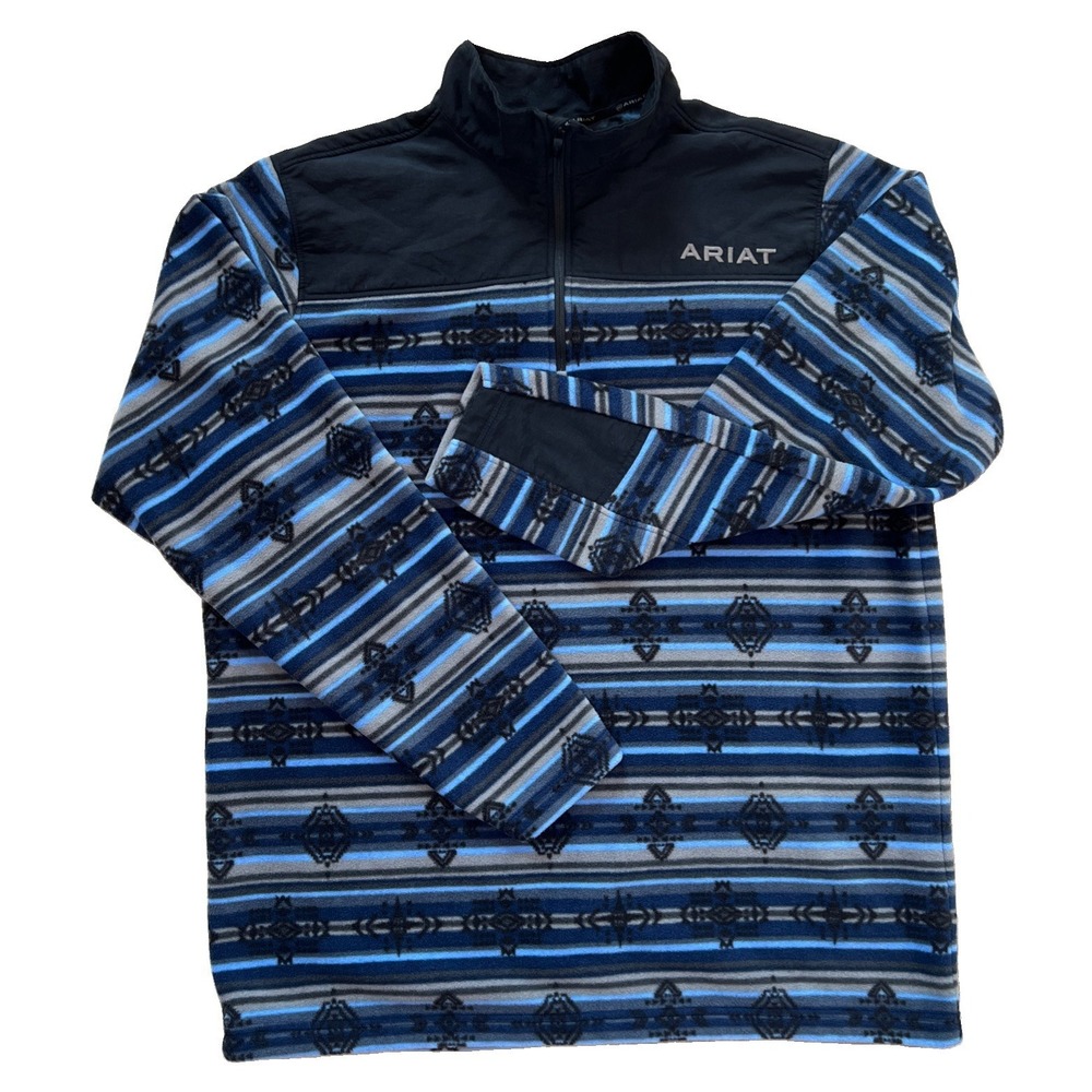 Ariat Basis 2.0 Southwest 1/4 Zip Sweatshirt Men XL Tall Black Blue Pullover